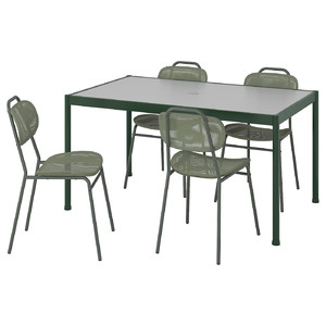 SEGERÖN / ENSHOLM Table and 4 chairs, outdoor dark green/green, 147 cm