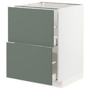 METOD / MAXIMERA Base cb 2 fronts/2 high drawers, white/Bodarp grey-green, 60x60 cm