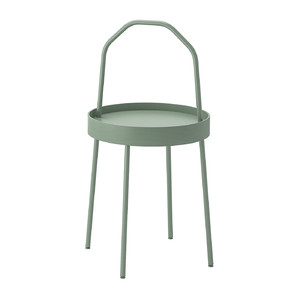 BURVIK Side table, light grey-green, 38 cm