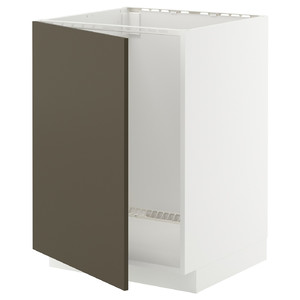 METOD Base cabinet for sink, white/Havstorp brown-beige, 60x60 cm