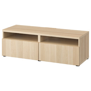 BESTÅ TV bench with drawers, white stained oak effect/Lappviken white stained oak effect, 120x42x39 cm