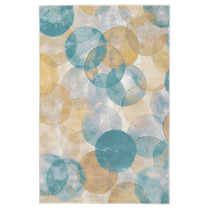 UTTAG Rug, low pile, circle pattern/light beige, 200x300 cm