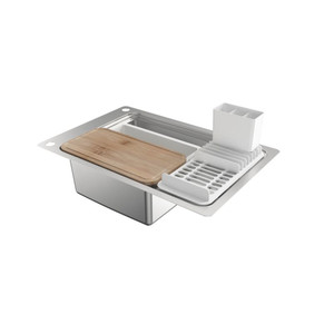 Steel Kitchen Sink Romesco 1 Bowl with Drainer & Accessories