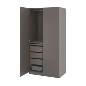 PAX / FORSAND Wardrobe combination, dark grey/dark grey, 100x60x201 cm