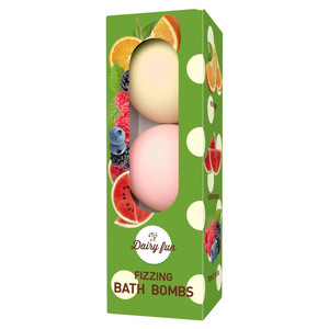 Dairy Fun Fizzing Bath Bombs - Watermelon, Orange, Forest Fruit 3x 100g