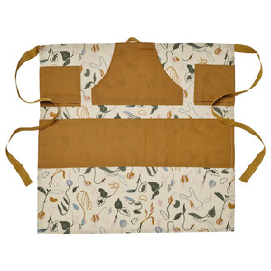 DAKSJUS Waist apron, wipeable/sprout patterned off-white/yellow-brown, 73x70 cm