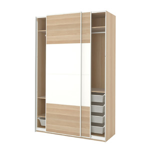 PAX / MEHAMN Wardrobe, white double sided/white white stained oak effect, 150x66x236 cm