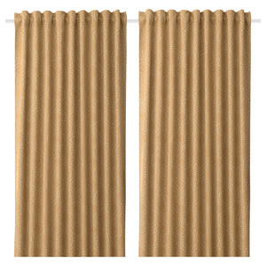 PRAKTRÖLLIKA Room darkening curtains, 1 pair, beige, 145x300 cm