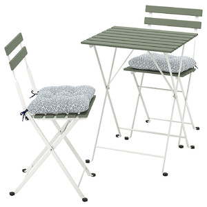 TÄRNÖ Table+2 chairs, outdoor, white/green/Klösan blue