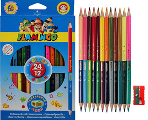 Flamino Coloured Pencils Double-sided 24 Colours 12pcs