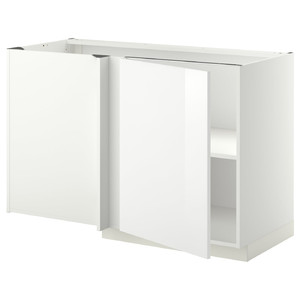 METOD Corner base cabinet with shelf, white/Ringhult white, 128x68 cm