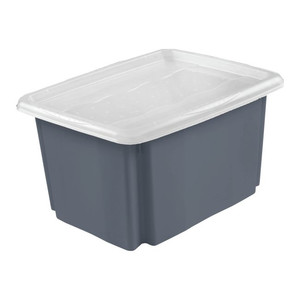 GoodHome Storage Box with Lid Burnham 24 l, grey