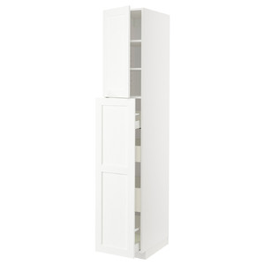 METOD / MAXIMERA Hc w p-o func 4drw/1dr/2shlv, white Enköping/white wood effect, 40x60x220 cm