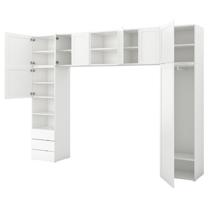 PLATSA Wardrobe with 8 doors+3 drawers, white/Fonnes Sannidal, 340x42x241 cm