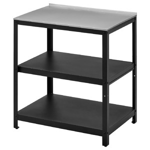 GRILLSKÄR Kitchen island shelf unit, black, stainless steel outdoor, 86x61 cm