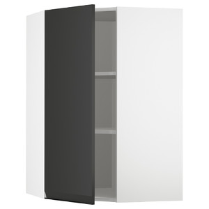 METOD Corner wall cabinet with shelves, white/Upplöv matt anthracite, 68x100 cm