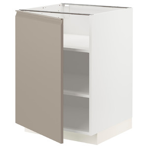 METOD Base cabinet with shelves, white/Upplöv matt dark beige, 60x60 cm