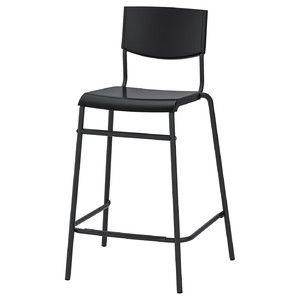 STIG Bar stool with backrest, black/black, 63 cm