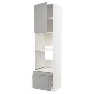 METOD / MAXIMERA Hi cab f ov/combi ov w dr/2 drwrs, white/Bodbyn grey, 60x60x240 cm