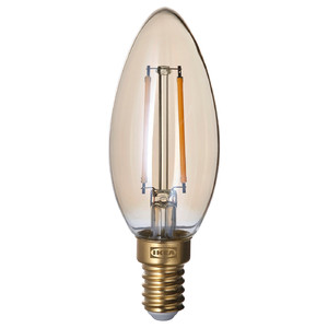 LUNNOM LED bulb E14 210 lumen, dimmable/chandelier brown clear glass
