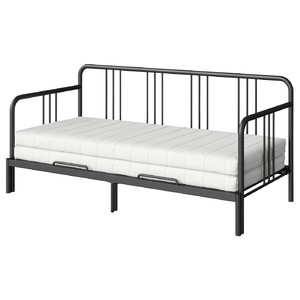 FYRESDAL Day-bed with 2 mattresses, black/Åfjäll firm, 80x200 cm