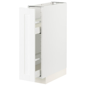 METOD / MAXIMERA Base cabinet/pull-out int fittings, white Enköping/white wood effect, 20x60 cm