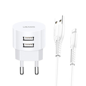 USAMS Charger T20 2xUSB 2.1A Lightning EU Plug