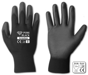 Bradas Gloves Pure Black PU, size 9
