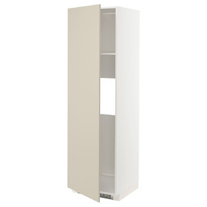 METOD High cab f fridge or freezer w door, white/Havstorp beige, 60x60x200 cm