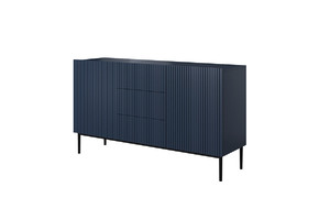 Cabinet with 2 Doors & 3 Drawers Nicole 150cm, dark blue/black legs