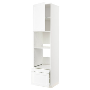 METOD / MAXIMERA Hi cab f ov/combi ov w dr/2 drwrs, white Enköping/white wood effect, 60x60x240 cm