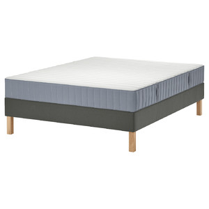 LYNGÖR Divan bed, Valevåg firm/light blue dark grey, 180x200 cm