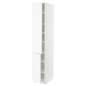 METOD High cabinet with shelves/2 doors, white Enköping/white wood effect, 40x60x220 cm