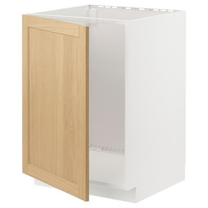 METOD Base cabinet for sink, white/Forsbacka oak, 60x60 cm