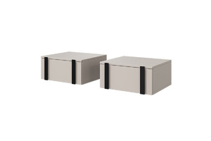 Wall-Mounted Bedside Table Verica Set of 2, cashmere/black handles