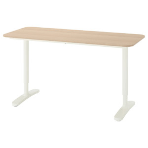 BEKANT Desk, white stained oak effect, white, 140x60 cm