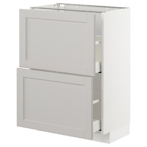 METOD/MAXIMERA Base cabinet with 2 drawers, white/Lerhyttan light grey, 60x39.5x88 cm