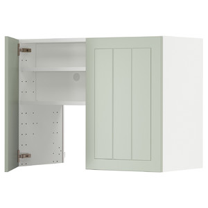 METOD Wall cb f extr hood w shlf/door, white/Stensund light green, 80x60 cm