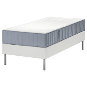 LYNGÖR Divan bed, Vågstranda medium firm/light blue white, 90x200 cm