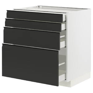 METOD / MAXIMERA Base cab 4 frnts/4 drawers, white/Upplöv matt anthracite, 80x60 cm