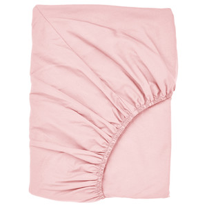 ULLVIDE Fitted sheet, light pink, 140x200 cm