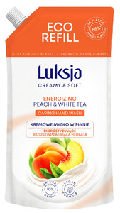 Luksja Creamy & Soft Energizing Caring Hand Wash Peach & White Tea 93% Natural Vegan 400ml - Refill
