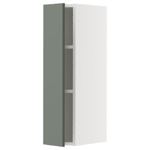 METOD Wall cabinet with shelves, white/Nickebo matt grey-green, 20x80 cm