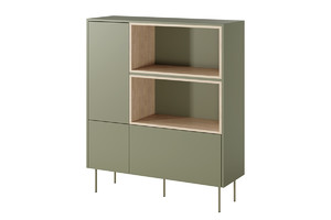 High Cabinet with 2 Doors & Drawer Desin 120, olive/nagano oak