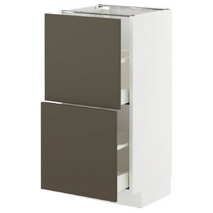 METOD / MAXIMERA Base cabinet with 2 drawers, white/Havstorp brown-beige, 40x37 cm