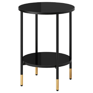 ÄSPERÖD Side table, black, glass black, 45 cm