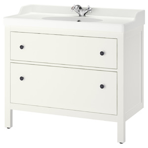 HEMNES / RUTSJÖN Wash-stnd w drawers/wash-basin/tap, white, 102x49x95 cm