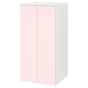 SMÅSTAD / PLATSA Wardrobe, white/pale pink, 60x57x123 cm