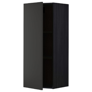 METOD Wall cabinet with shelves, black/Nickebo matt anthracite, 40x100 cm