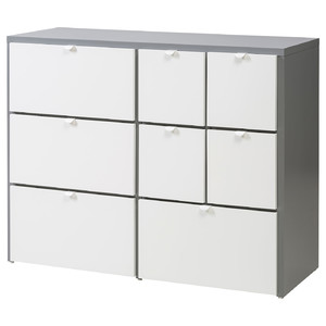 VISTHUS Chest of 8 drawers, grey/white, 122x96 cm